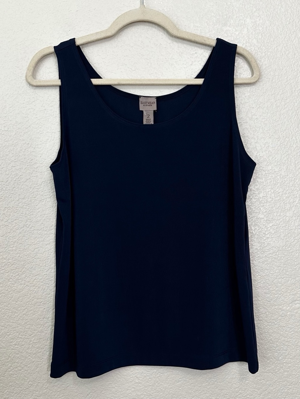 NWT Chico's Easywear Timeless Midnight Blue Stretch Scoopneck Tank Top, Sz Large